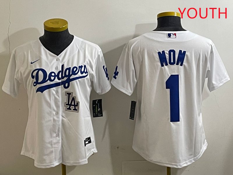 Youth Los Angeles Dodgers #1 Mom White Game 2025 Nike MLB Jersey style 8